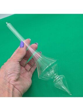 Hand-Blown Transparent Glass Icicle 9" Decoration Ornament Christmas Holiday